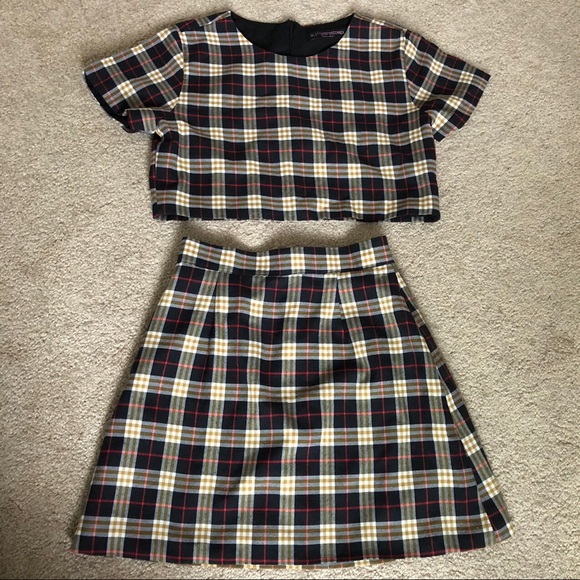 Brown Plaid two piece set - Picture 1 of 4